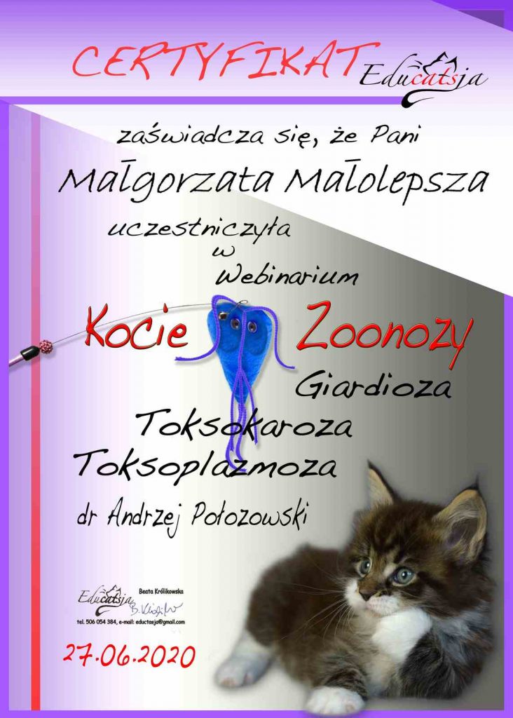 Certyfikat z Zoonozy